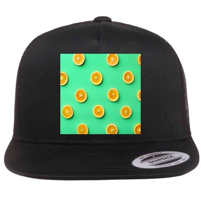 Colorful Pattern of Fresh Orange Slices  Flatbill Hat