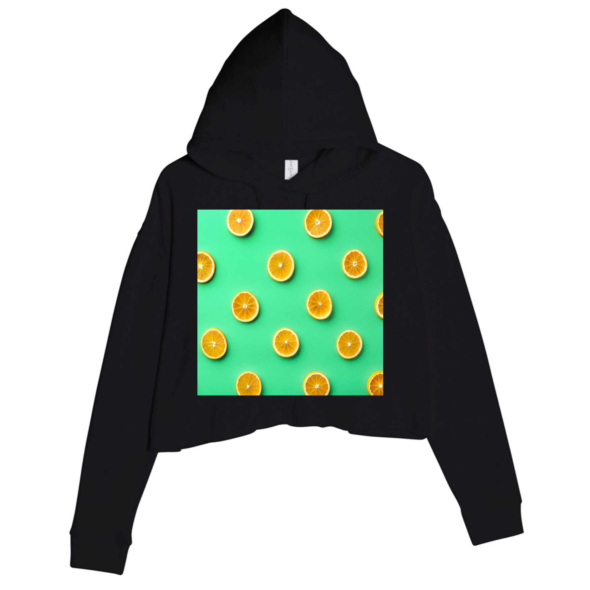 Colorful Pattern of Fresh Orange Slices  Crop Fleece Hoodie
