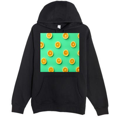 Colorful Pattern of Fresh Orange Slices  Premium Pullover Hoodie