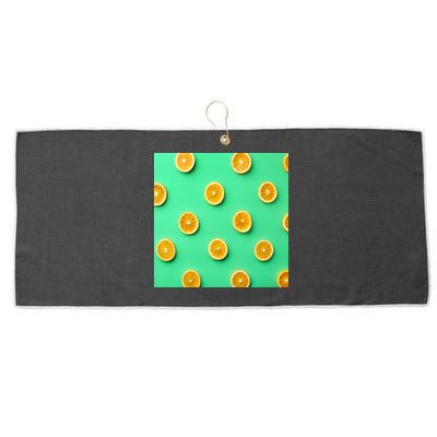 Colorful Pattern of Fresh Orange Slices  Large Microfiber Waffle Golf Towel