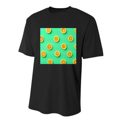 Colorful Pattern of Fresh Orange Slices  Youth Performance Sprint T-Shirt