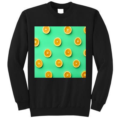 Colorful Pattern of Fresh Orange Slices  Tall Sweatshirt