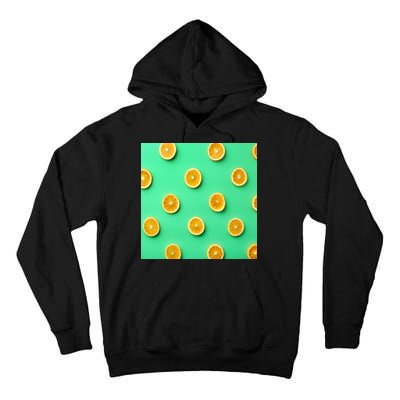 Colorful Pattern of Fresh Orange Slices  Tall Hoodie