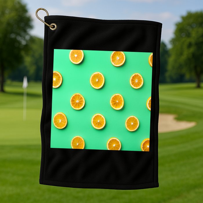 Colorful Pattern of Fresh Orange Slices  Golf Towel