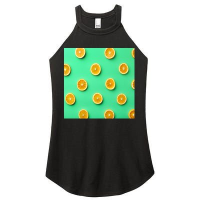 Colorful Pattern of Fresh Orange Slices  Women's Perfect Tri Rocker Tank