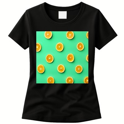 Colorful Pattern of Fresh Orange Slices  Womens T-Shirt