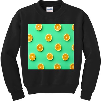 Colorful Pattern of Fresh Orange Slices  Kids Sweatshirt