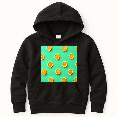 Colorful Pattern of Fresh Orange Slices  Kids Hoodie