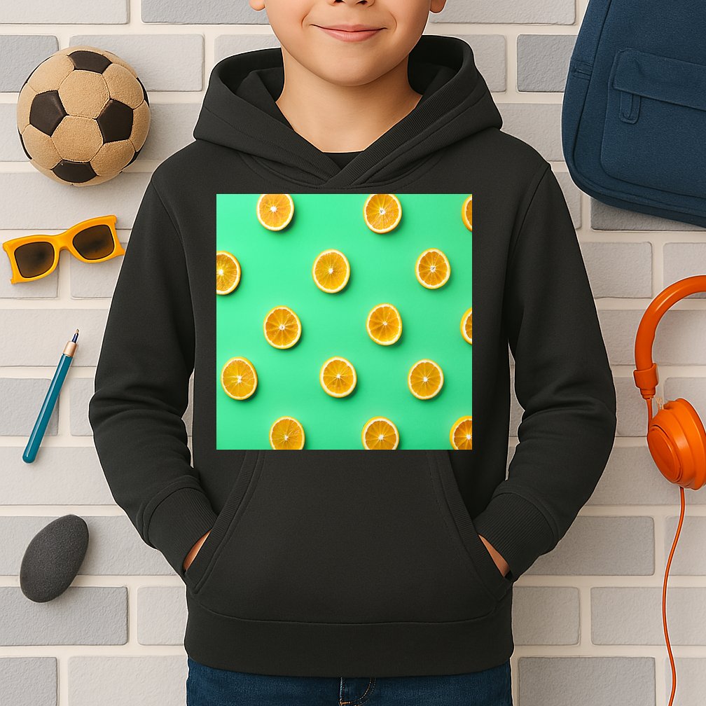 Colorful Pattern of Fresh Orange Slices  Kids Hoodie