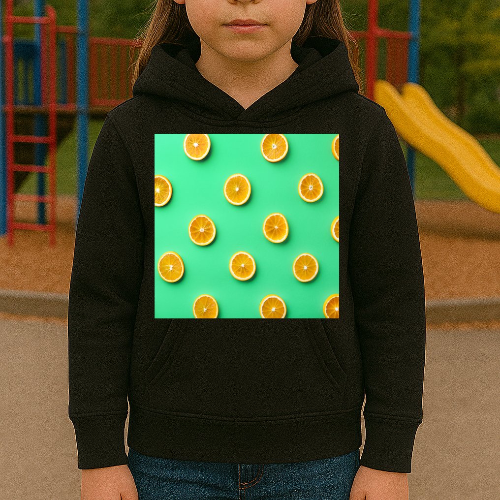 Colorful Pattern of Fresh Orange Slices  Kids Hoodie