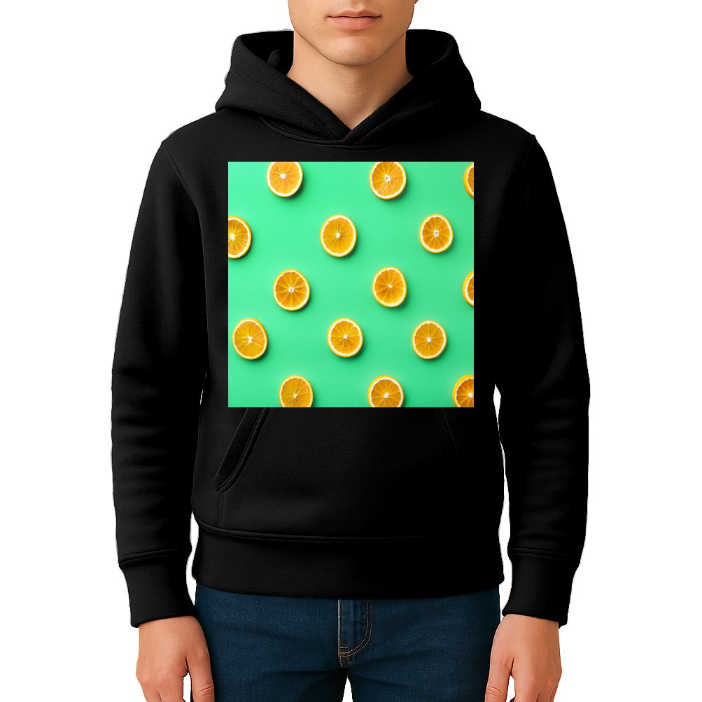 Colorful Pattern of Fresh Orange Slices  Kids Hoodie