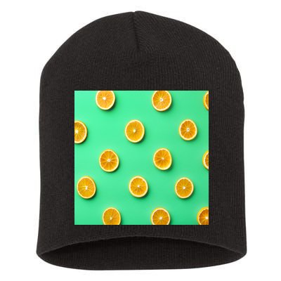 Colorful Pattern of Fresh Orange Slices  Short Acrylic Beanie