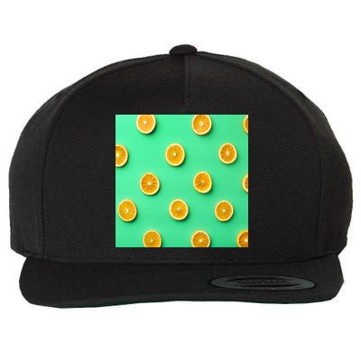 Colorful Pattern of Fresh Orange Slices  Wool Snapback Cap
