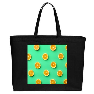 Colorful Pattern of Fresh Orange Slices  Cotton Canvas Jumbo Tote