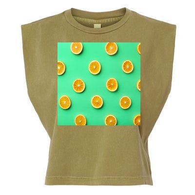 Colorful Pattern of Fresh Orange Slices  Garment-Dyed Women's Muscle Tee