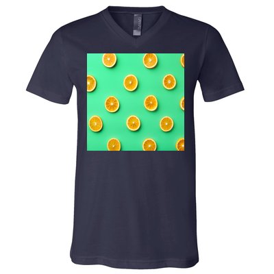 Colorful Pattern of Fresh Orange Slices  V-Neck T-Shirt