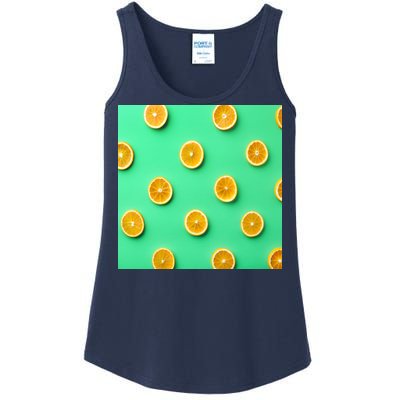 Colorful Pattern of Fresh Orange Slices  Ladies Essential Tank