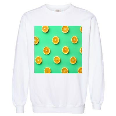 Colorful Pattern of Fresh Orange Slices  Garment-Dyed Sweatshirt