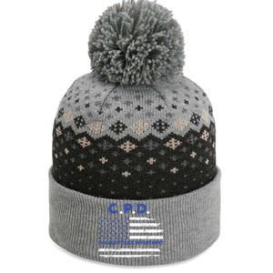 Chicago Police Officer American Flag Thin Blue Line The Baniff Cuffed Pom Beanie