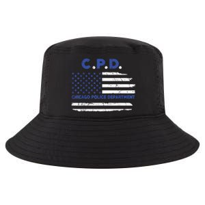 Chicago Police Officer American Flag Thin Blue Line Cool Comfort Performance Bucket Hat