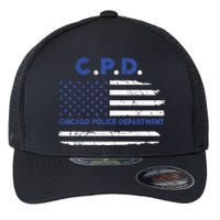 Chicago Police Officer American Flag Thin Blue Line Flexfit Unipanel Trucker Cap