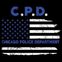 Chicago Police Officer American Flag Thin Blue Line T-Shirt