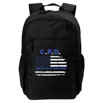 Chicago Police Officer American Flag Thin Blue Line Backpack