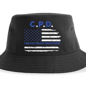 Chicago Police Officer American Flag Thin Blue Line Sustainable Bucket Hat