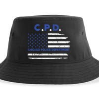 Chicago Police Officer American Flag Thin Blue Line Sustainable Bucket Hat