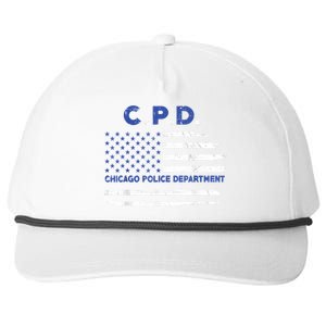 Chicago Police Officer American Flag Thin Blue Line Snapback Five-Panel Rope Hat