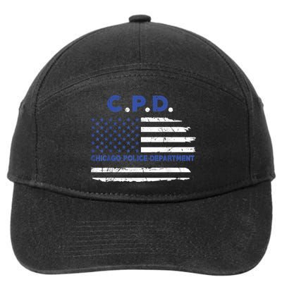 Chicago Police Officer American Flag Thin Blue Line 7-Panel Snapback Hat