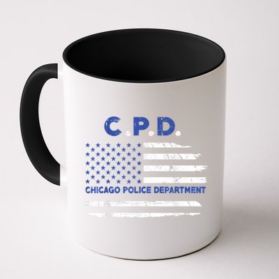 Chicago Police Officer American Flag Thin Blue Line Mug