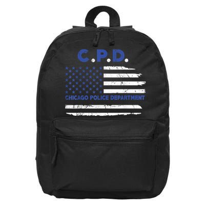 Chicago Police Officer American Flag Thin Blue Line 16 in Basic Backpack