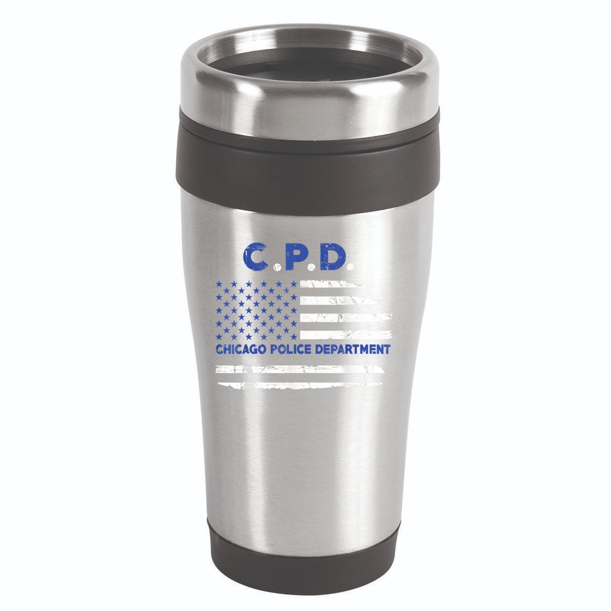 Chicago Police Officer American Flag Thin Blue Line 16oz Travel Tumbler