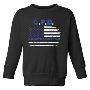 Chicago Police Officer American Flag Thin Blue Line Toddler Sweatshirt