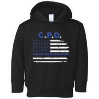 Chicago Police Officer American Flag Thin Blue Line Toddler Hoodie