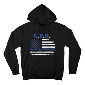 Chicago Police Officer American Flag Thin Blue Line Tall Hoodie