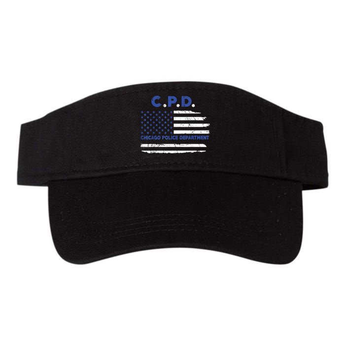 Chicago Police Officer American Flag Thin Blue Line Valucap Bio-Washed Visor