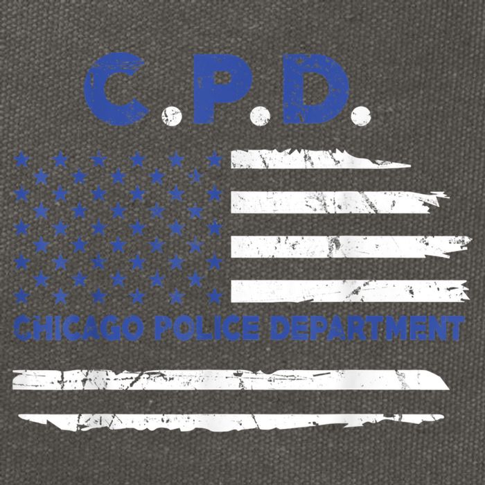 Chicago Police Officer American Flag Thin Blue Line Cotton Canvas Backpack