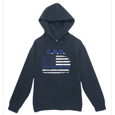 Chicago Police Officer American Flag Thin Blue Line Urban Pullover Hoodie