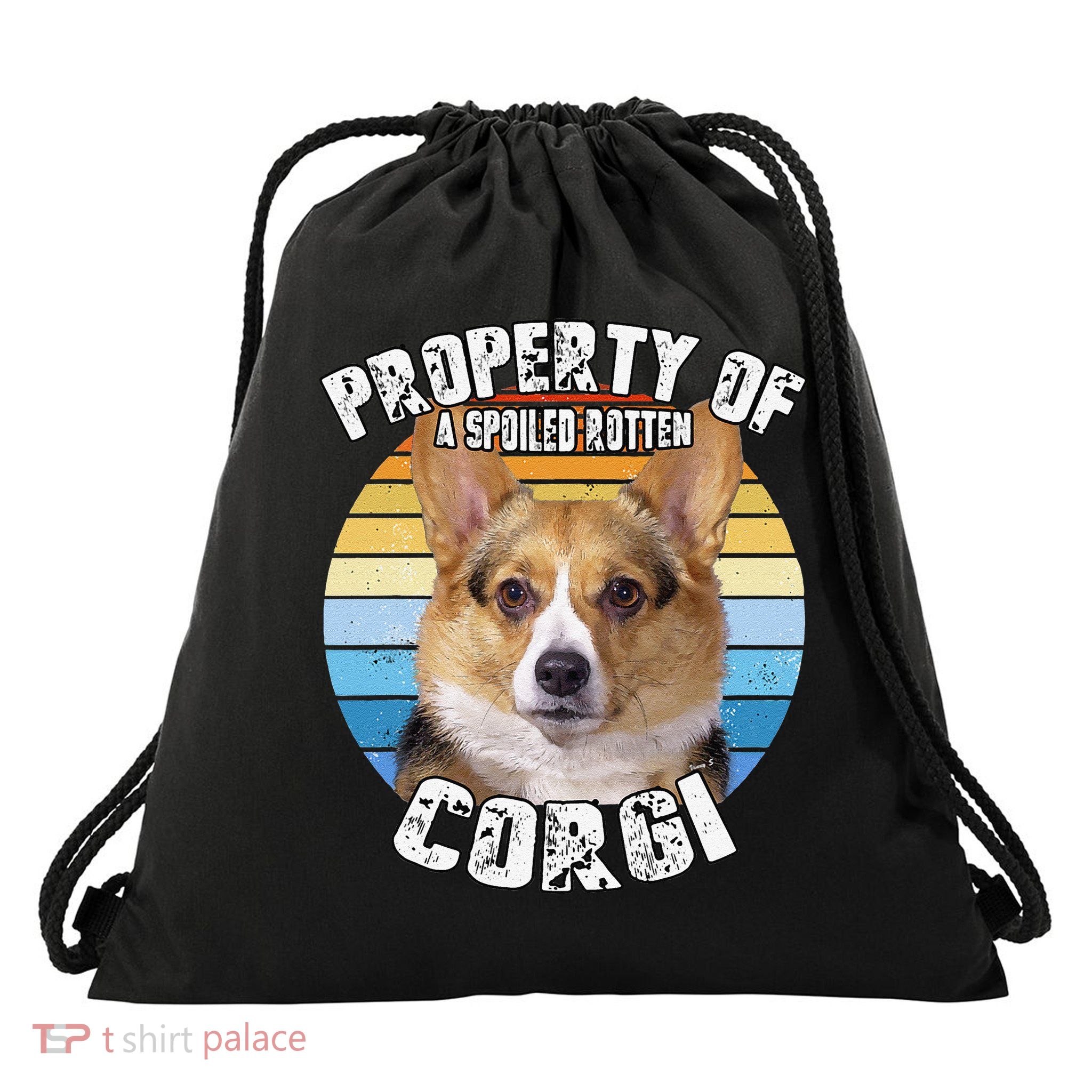 Corgi Property Of Retro Cute Dog Drawstring Bag