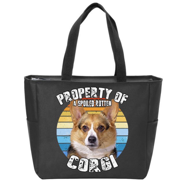 Corgi Property Of Retro Cute Dog Zip Tote Bag