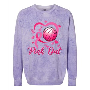 Cute Pink Out Volleyball Breast Cancer Awareness Pink Ribbon Colorblast Crewneck Sweatshirt