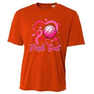 Cute Pink Out Volleyball Breast Cancer Awareness Pink Ribbon Cooling Performance Crew T-Shirt