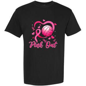 Cute Pink Out Volleyball Breast Cancer Awareness Pink Ribbon Garment-Dyed Heavyweight T-Shirt