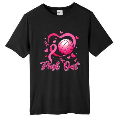 Cute Pink Out Volleyball Breast Cancer Awareness Pink Ribbon Tall Fusion ChromaSoft Performance T-Shirt