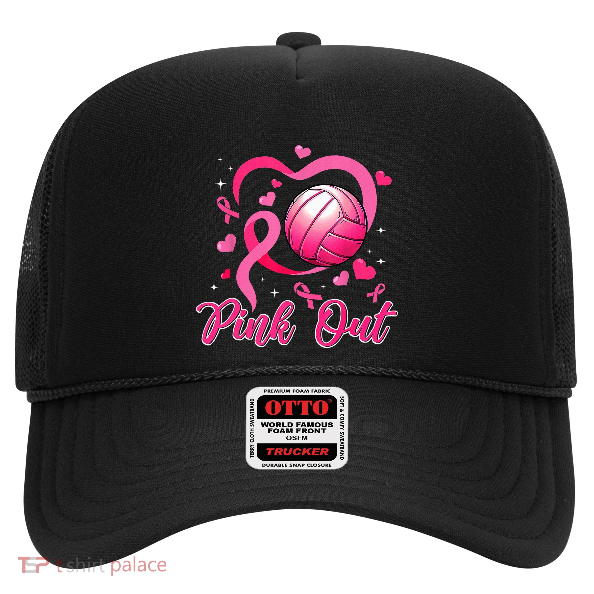 Cute Pink Out Volleyball Breast Cancer Awareness Pink Ribbon Trucker Hat