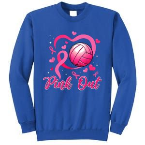 Cute Pink Out Volleyball Breast Cancer Awareness Pink Ribbon Sweatshirt