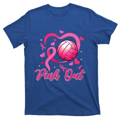 Cute Pink Out Volleyball Breast Cancer Awareness Pink Ribbon T-Shirt