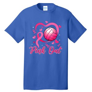 Cute Pink Out Volleyball Breast Cancer Awareness Pink Ribbon Tall T-Shirt